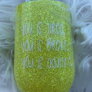 Adulting glitter wine tumbler